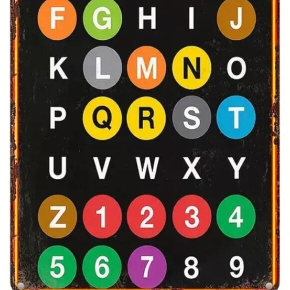 New York City Subway Alphabet Metal Sign (8"x12") with Free Bonus MTA Train Map! - Picture 2 of 6